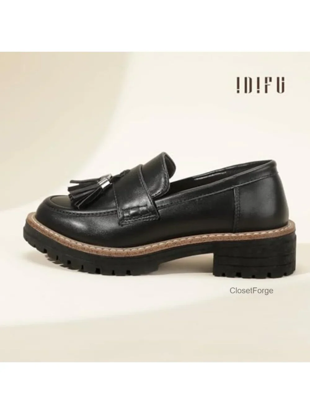 Platform Loafers Lug Sole Slip On Chunky Penny Low Heeled Tassel Dress Shoes